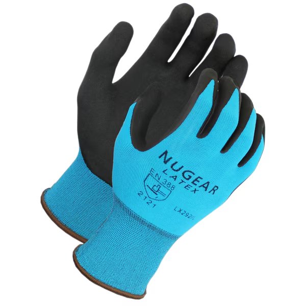 Foam Latex Coated Glove, Blue Shell, S, Nugear, Mfr#: LX292S12